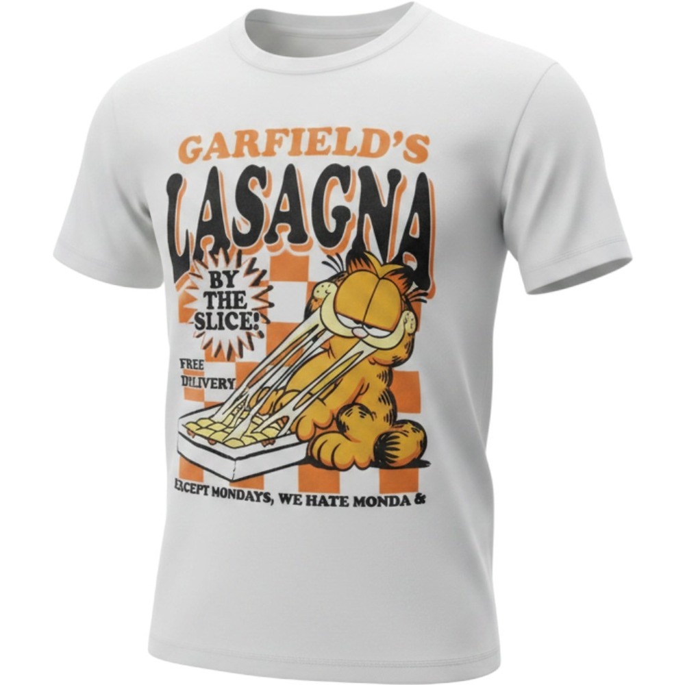 Nickelodeon Garfield Graphic T-Shirt Womens Large White Lasagna Retro Cotton Tee